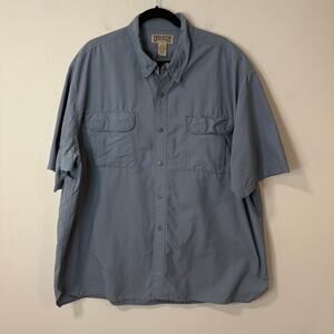 Duluth Trading Co Men's Dry On The Fly Nylon Short Sleeve Shirt Blue 2XL Vented